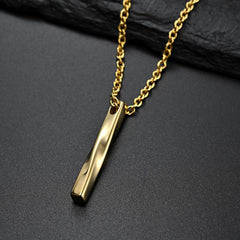 Fashion Men Rectangle Pendant Necklace Trendy Simple Chain Spiral Necklaces