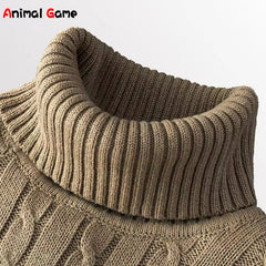 Turtleneck Sweater Casual MenWarm Knitted Sweater Keep Warm