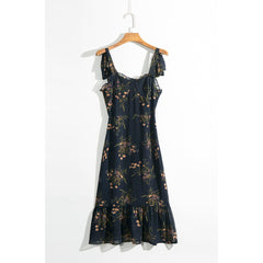 Dresses Elegant Vintage Floral Dress Frill Sweetheart Neck