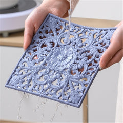 3pcs/set 20cm Round 3D Embroider Silicone Placemat Tableware