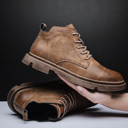 Men Boots British Style Ankle Boots Platform Shoes Casual Business Shoes Leather