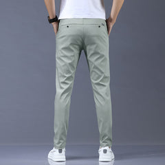 Pants Mens Stretch Korean Casual Slim Fit Elastic Waist Business Classic