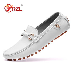 White Loafers for Men Slip on Shoes Driving Flats Casual Moccasins