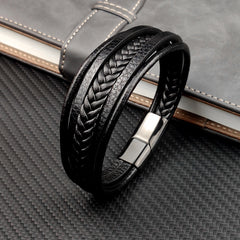 Multi-layer Coffee-colored Leather Accessories Special Magnet Bracelet