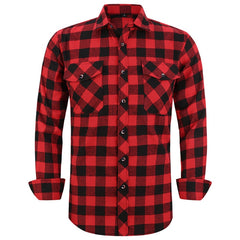Plaid Flannel Shirt Male Regular Fit Casual Long-Sleeved Shirts