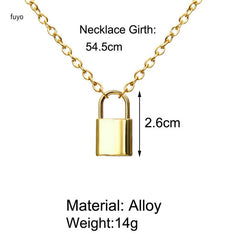Punk Chain with Lock Necklace for Women Men Padlock Pendant Necklace