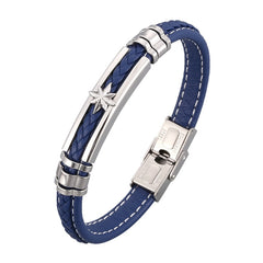 Trendy Leather Bracelet Men Stainless Steel Handmade Bangles