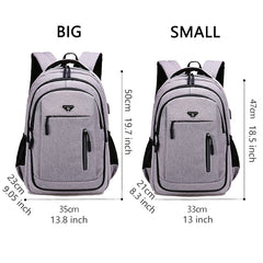 Big Capacity Men Backpack Laptop 15.6 Oxford Gray Solid High School Bags