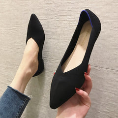 Woman Knit Pointed Flat Shoes Ballet Shoes Mixed Color