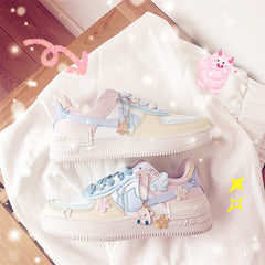 Kawaii Candy Color Canvas Sneakers Japanese Style Patchwork