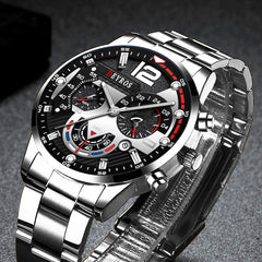Fashion Mens Watches Luxury Stainless Steel Quartz Wristwatch