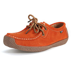 Ladies Suede Leather Lace-up Flats Boat Casual Shoes Moccasin Comfy Slip on