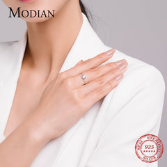 5 Style Clear CZ Link Chain Ring Trendy Adjustable Color Rings