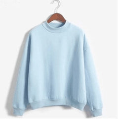 Woman Sweatshirts Sweet O-neck Knitted Pullovers Candy Color Loose