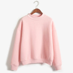Woman Sweatshirts Sweet O-neck Knitted Pullovers Candy Color Loose
