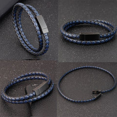 Special Luxury Style Leather Combination Splicing MenLeather Bracelet