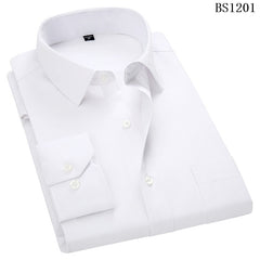 Plus Large Size Slim Fit Mens Business Casual Long Sleeved Shirt Classic Striped