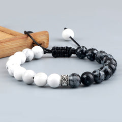 Trendy White Men Beads Bracelet Handmade Natural Tiger Eye Lava Stone