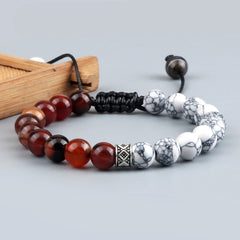 Trendy White Men Beads Bracelet Handmade Natural Tiger Eye Lava Stone