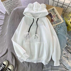 Female Sweatshirt Kawaii Hoodies Cartoon Bear Ears Hoodie Pullover