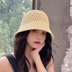 Solid Handmade Crochet Floppy Top Summer Hats