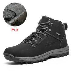 Warm Men Boots Genuine Leather Fur Plus Men Snow Boots