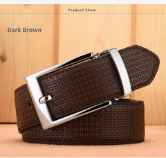 Man Cowskin Leather Belts For Men Jeans Plaid Strap