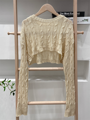 Knitted Blouse Women Casual Long Sleeve Crop Tops Ladies