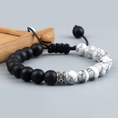 Trendy White Men Beads Bracelet Handmade Natural Tiger Eye Lava Stone