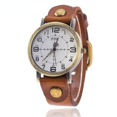Vintage Cow Leather Bracelet Watch Women Wrist Watches