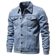 Men Light Blue Jean Jackets Casual Denim Coats