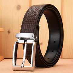 Man Cowskin Leather Belts For Men Jeans Plaid Strap