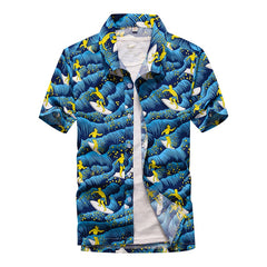 Fashion Mens Hawaiian Shirts Short Sleeve Button Coconut Tree Print Casual