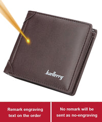 Fashion Men Wallets Name Engraving Zipper Card Holder