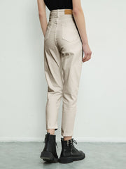 White Jeans For Women Casual Baggy Harem Boyfriend Jeans High Waist