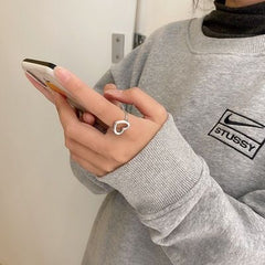 Heart Rings For Women Punk Girl Hip Hop Jewelry Vintage Harajuku