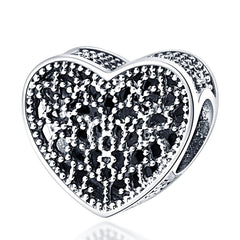 Silver Color Heart Shaped Charms Beads