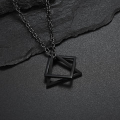 Geometry Interlocking Square Triangle Male Pendant