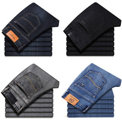 Stretch Regular Fit Jeans Business Casual Classic Style Fashion Denim Trousers
