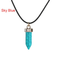 Hexagonal Cylindrical Crystal Necklace Natural Stone Pendant