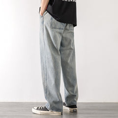 Loose Street Style Straight Cargo Pants Jeans Men Fashion Wide Leg Overalls