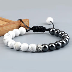 Trendy White Men Beads Bracelet Handmade Natural Tiger Eye Lava Stone