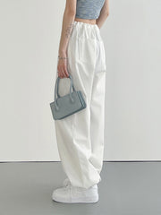 Fairycore Green Cargo Pants Fashion One Side Pocket Low Rise Casual Pants