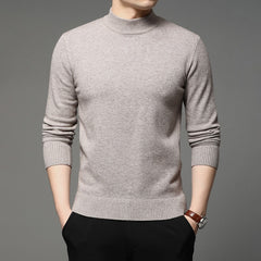 Men Turtleneck Pullover Sweater Fashion Solid Color Thick and Warm