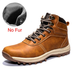 Warm Men Boots Genuine Leather Fur Plus Men Snow Boots