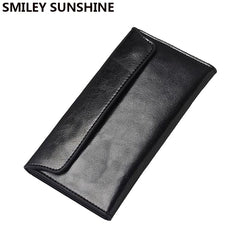 Slim Genuine Leather Women Wallet Female Long Clutch Coin Purses