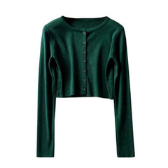 Style O-neck Short Knitted Sweaters Women Thin Cardigan Crop Top