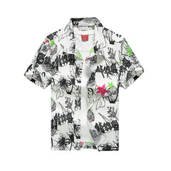Fashion Mens Hawaiian Shirts Short Sleeve Button Coconut Tree Print Casual