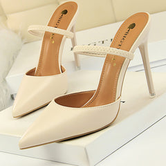 Shoes Rivet High Heels Woman Pumps Pu Leather Women Heels 9cm