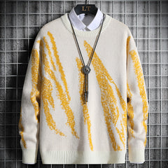 Sweaters For Men Designed Pattern Crew Knitted Sweater
